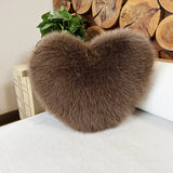 Fox Fur Imitation Heart-Shaped Cushion Plush Sofa Pillow Available for Living Rooms and Bedrooms