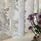 Rural White Gauze Lace Curtain Install Velcro Curtains Without Punching Holes Bay Window Kitchen French Window Balcony Screen