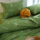 Cute Dinosaur Children's Cartoon Line Pure Cotton Bedding Set 3-4 Pieces Set 00% Cotton Bedding Duvet Cover eet