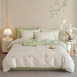 600TC Egyptian Cotton Luxury Butterfly Embroidery Bedding Set Queen King Size Duvet Cover Set Bed Sheet/Fitted Sheet Pillowcases