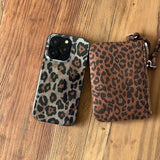 Korean INS Grey Leopard Prints Double Layers IMD Fashionable Phone Case for iPhone 16 15 14 13 Pro Max Back Phone Cover Capa