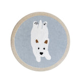 Round Seat Cushion Soft Cartoon Dog Stripe Plush Floor Chair Sofa Pad Support Home Office Autumn Winter Warm Decor 40x40cm
