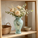 Nordic Style Ruffled Mouth Glass Flower Vase Transparent Light Green Vase for Wedding Centerpiece Home Decor Gift