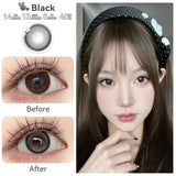 1 Pair(2pcs) Purple/Green/Brown/Black/Grey Comfortable Color Contact Lenses Without Irritation For Girls With Degree