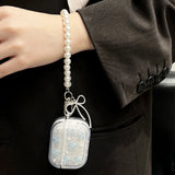 Bling Glitter Bow Pearl Sparkling Decorate Earphone Case For Airpods Pro 2 Earphone Cover For Air Pods 3 2 1 Headset Soft Box