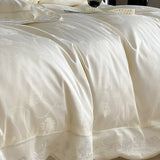 1000TC Lyocell Cotton Jacquard Embroidery Wide Edge Luxury Bedding Set Silky Duvet Cover Bed Sheet/Fitted Sheet Pillowcases 4Pcs