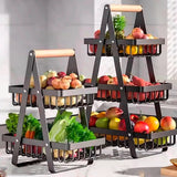 New Portable Iron Kitchen Storage Rack Multifunctional Fruit Basket Multi-layer Snack Storage Shelf