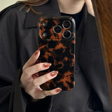 Brown Amber Retro Leopard Print Tpu Gloss Phone Case For iPhone 17 16 15 14 13 12 11 Pro Max 14/15 Plus 17 Air Soft Back Cover
