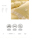 Korean Princess Style Bowknot Bedding Sets Lace Duvet Cover Fitted Sheet For Girl Woman Bedroom Decor Bed Linens Home Textiles