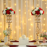 2/10 Piece Set Metal Diamond Crystal Vase, 24 Inch Gold Multi-Purpose Tall Flower Stand, Wedding Centerpiece Birthday Party Home
