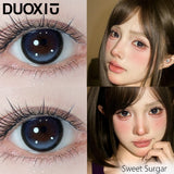 2PCS Natural Brown Blue Grey Contact Lenses, Large Diameter Myopia Lenses, Soft Comfortable Yearly Wear for Everyday cos
