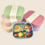 Rectangular Silicone 4 Grid Lunch Box Heat Resistant Leak Proof Food Box Microwavable With Compartments Picnic Box Office