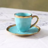 Italian colored glazed ceramic small coffee cup and plate set, dining small cup, afternoon small tea cup, tea ceremony cup