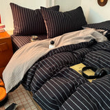 Retro Forest Bedding Set Green Striped Duvet Cover Set Soft Flat Sheet Single Twin Size Double Bed Sheet Set For Bedroom
