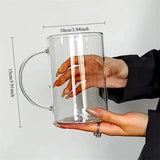 Ikeehome  1000ML Glass Cup Large Capacity Drinkware with Handle High Temperature Resistance Water Cup Glass Juice Milk Bottle Kitchenware