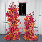 Wedding Backdrop Arch Flower Runner Hot Pink Orange Hydrangea Rose KT Board Decor Event Party Props Display