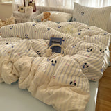 New lace washed cotton bed four-piece set Korean dormitory quilt cover student bed sheet three-piece set