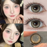 1 Pair Brown Eye Lenses Korean Natural Lenses Color Year Contact Lenses Eyes with Degree Black Beautiful Pupil 0-8 Degree