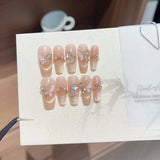 Glitter Golden False Nails Long Coffin Ballet Fake Nails with Glue Cat Eye Press on Nails Wearable Full Cover Nail Tips for GIft