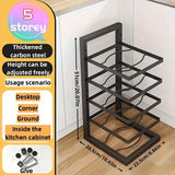 Adjustable Pot Rack Organizer Kitchen Stainless Steel Pot Storage Rack Multi-Layer Household Pot and Pan Organizer Storage Shelf