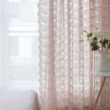 2PCS French Rustic Lace Pink Sheer Curtain For Luxurious Living Room, Princess Room, Balcony Drapes,Home Window Curtains