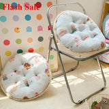Ikeehome  winter round milk fleece cartoon seat cushion cute office chair cushion balcony futon bay window cushion