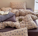Soft Cartoon Sle Knitted Cotton Duvet Cover Pure Cotton  Fabric Small Animal Pattern Bedding Accories