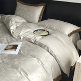 Lyocell Cotton Bed Linens Jacquard Bedding Set Sheet Pillowcase Quilt Cover Ru Queen King Size
