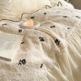 Princess Style Duvet Cover Set Lace Ruffles Rose Embroidery Bed Cover Bed Sheet Pillowcase Soft Bedding Set Decor Gift for Home