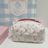 Original Korean Imported Quilted Soft and Cute Quilted Zipper Makeup Bag Storage