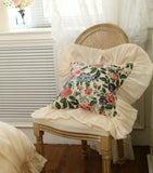 Romantic Ruffle Lace Cushion Cover ,100% Cotton Cloth Pillow Covers Decorative , Bed Throw Pillow Case , Sofa Cushion No Core