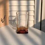 Ikeehome  180ml Retro Square Glass Cups Short Foot Drinkware Multicolored Kitchen Glass Juice Bubble Water Espresso Cups Kitchenware Gifts