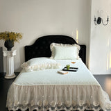 4Pcs Pink Romantic Lace Ruffles Princess Wedding Bedding Set 100% Cotton Duvet Cover Bed Sheet Or Quilted Bedspread Pillowcases