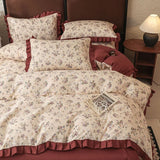 Princess Double-Layer Yarn Pure Cotton Bedding Set Skin Friendly Duvet Cover Kit for All Seasons Home Dormitory Comforter Set