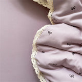 INS Girls Cherry Soft Bedding Set Washed Cotton Bed Sheet Queen King Size Duvet Set Flower Comforter Set Pillowcase Bed Linens