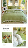 Korean Style Bedding Sets Four Piece Set With Lace Bed Flat Sheet Pillowcase Duvet Cover Set 200x230cm King Size Home Textiles