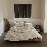 Linen Cotton Simple Stripes Jacquard Nordic Style Bedding Set Single Double Queen King Duvet Cover Flat/Fitted Sheet Pillowcase