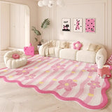 Irregular Pink Living Room Carpet Large Area Dopamine Cute Style Bedroom Rug Stylish Simple Soft Sofa Coffee Table Mats Tapis 러그