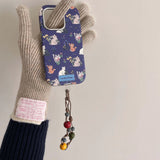 Ins floral cat cute leather cover for iphone 15pro 16Pro 14promax 13promax 14 13 15 16 pro max colorful chain rope phone case