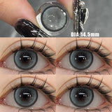 2Pcs New Colored Contact Lenses with Prescription Myopia Degree 0.00- 8.00 Grey Purple  Lens Eye Beauty Pupil Soft Lens