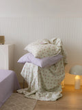 Ele Floral Cotton Bedding Set 00% Pure Combed Cotton 4-Piece Bedding Set for Students Dormi 3-Piece Duvet Cover Bedding