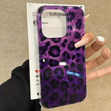 Phone Case for iPhone 17 16 15 14 13 12 11 Pro Max XS X XR 7 8 Plus 17Air Stylish Purple Render Leopard Pattern Soft Laser Cover