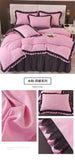 Princess Style Bedding Set Ruffle Duvet Cover With Lace Soft Four Piece Set Quilt Cover Bed Skirt Pillowcase Girls Bedroom Decor