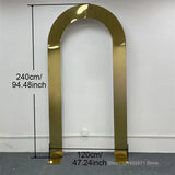 1pcs/3pcs Shining Gold Mirror Chuppah Acrylic Backdrop Stand for Wedding Decoration Flower Stand Walkway Pillar 2M/2.4M Tall