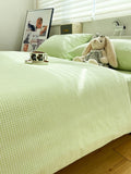 Waed Cotton Bedding Set Simple ature Light een Plaid Tee-Piece Queen Size Pure Cotton Bed Linens Japanese Sle