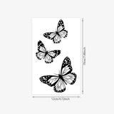 Realistic Butterfly Tattoo Sticker, Black Grey Gradient Monarch Design Temporary Tattoo for Women, Waterproof Body Art for Party