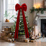 Large Christmas Bow Decoration Velvet Hanging Ornament Big Ribbon Decor for Tree Wall Fireplace Indoor Outdoor Holiday Party