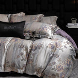 600TC Lyocell Cotton Flowers Jacquard Soft Silky Bedding Set Queen King Size Duvet Cover Bed Sheet/Fitted Sheet Pillowcases 4Pcs
