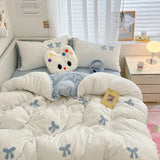 3pcs Duvet cover set (1*Duvet Cover + 2*Pillowcase, Without Core), Butterfly knot yarn embroidery Bedding Set, Soft Comfortable