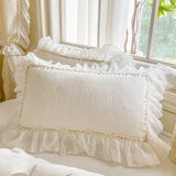 4Pcs Korean Princess Style Winter Thick Warm Milk Velvet Bedding Set Three-layer Lace Ruffles Duver Cover Bed Skirt Pillowcases